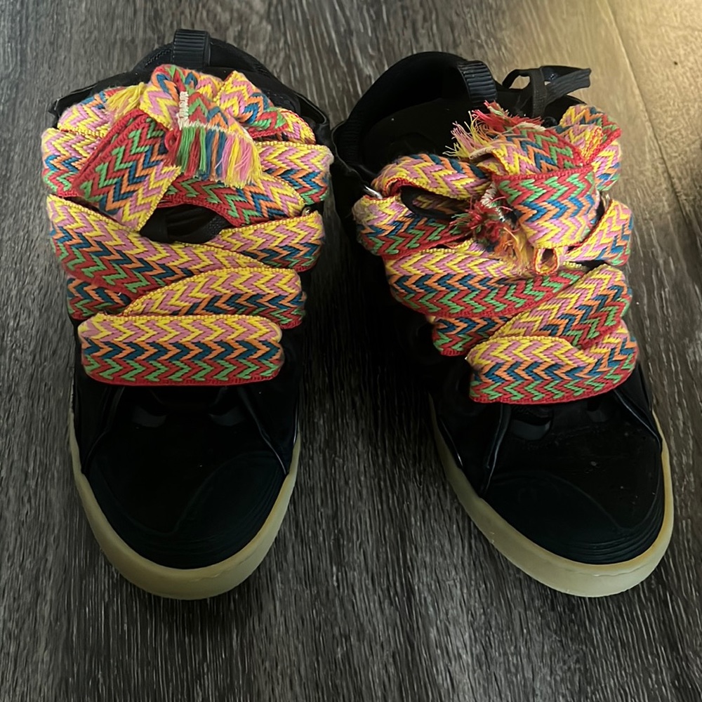 LANVIN LEATHER CURB SNEAKERS